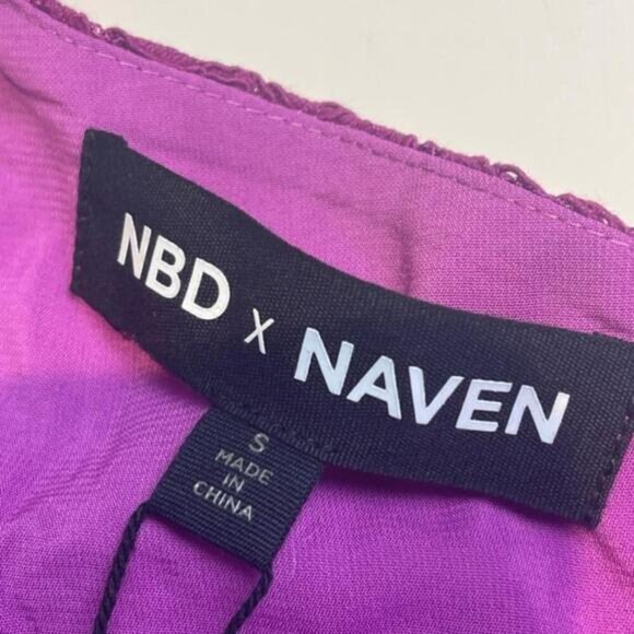 Revolve NBD x Naven Elina Floral Crochet Lace Magenta One Shoulder Mini Dress - Picture 7 of 8